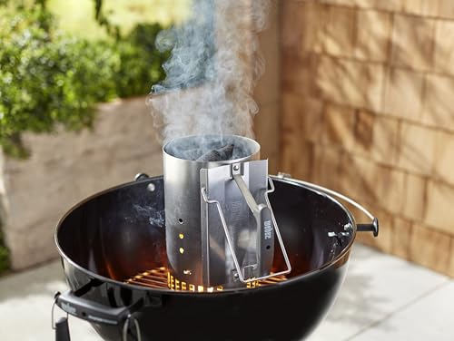 Weber Anzündkamin, Rapidfire Starter - Groß (32cm Höhe), kompakter Grillanzünder mit zwei Griffen, für alle Holzkohlegrills ab Ø 47cm, Anzündhilfe für Holzkohle, Briketts - (7416)