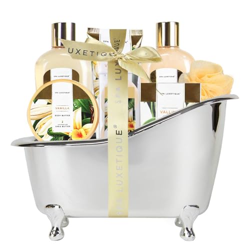 Spa Luxetique Spa Gift Sets, Gifts for Her, 8pcs Vanilla Bath Sets with Body Butter, Bubble Bath, Bath Bomb, Bath Sets for Women Gifts, Christmas Gifts, Gifts for Women