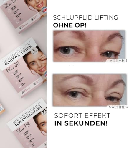WUNDERTAPE Schlupflider Stripes unsichtbar Schlupflid-Tape Streifen zum Augenlid-Lifting ohne OP! (wasserfest, 24h Halt, double eyelid tapes) Augenlid-Tape (M + L + XL)