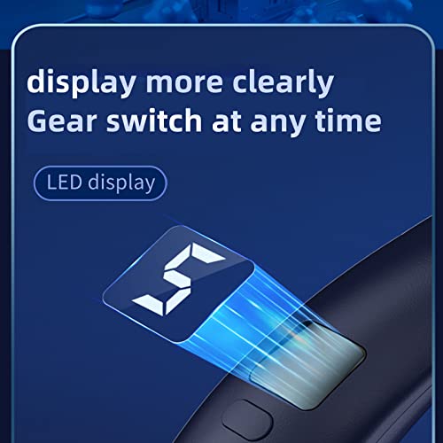 Deyaah Portable Neck Fan, 3000mAh Neck Fan 360° Bladeless Cooling Personal Neck Fan Rechargeable Hand-free Neck Fan with 5 Speeds for Travel, Outdoor, Home, Office, School, Camping (Blue)