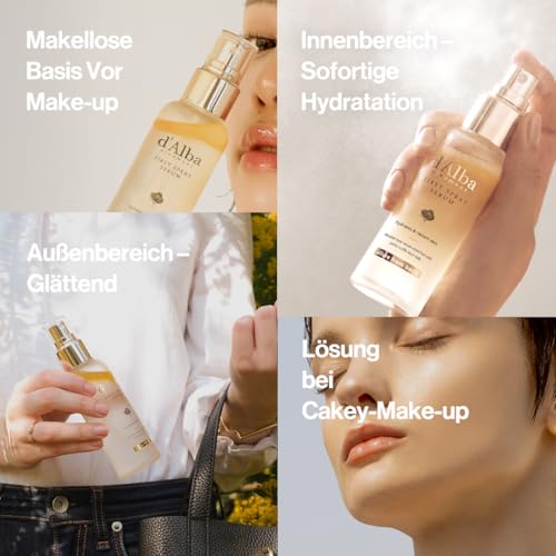 d'alba Italian weiß Trüffel First Spray Serum Sprühen Serum, Feuchtigkeitsspendendes-GesichtsSprühen, Tensidfreies, Sprühen für Strahlende Haut, Hautberuhigendes, Vegan, Koreanische Hautpflege (100ml)