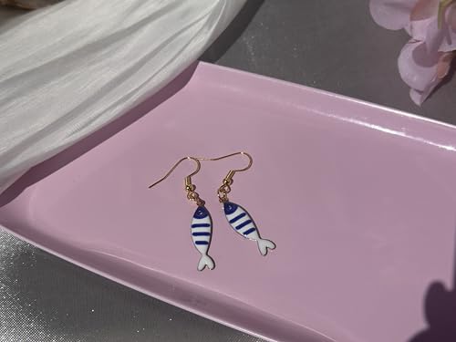Perela - Handmade - Maritim Ohrringe - Fisch Ohrringe - Damen Schmuck - Sommer Accessoires - Geschenk für Frauen - Angel Schmuck (Blau)
