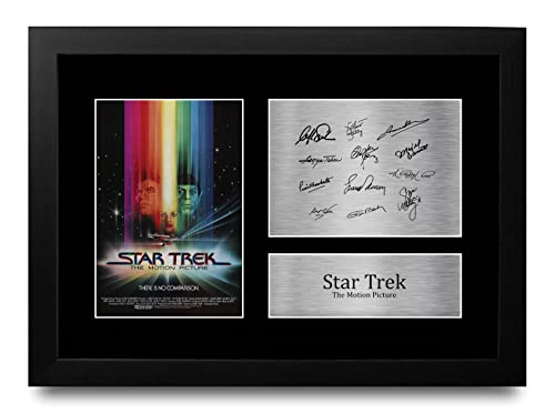 HWC Trading FR A4 Star Trek The Motion Picture Cast William Shatner, Leonard Nimoy Geschenke Geducktes Signiertes Autogramm Foto für Fans von Film Memorabilien - A4 Gerahmt