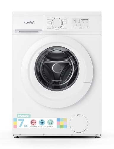 Comfee‘ Freestanding Washing Machine,7KG Load,Heat Wash 90℃,Ultra Slim 400mm,Quick Wash,15 Washing Programs with 1200RPM,White-CFE10EW70/W