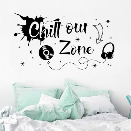 WandSticker4U®- Wandtattoo Jugendzimmer Spruch CHILL OUT ZONE schwarz XXL (100x57 cm) I Wandsticker Grafitti Chillen cool I Wandaufkleber Teenager Jugendzimmer Deko Mädchen Junge GROß