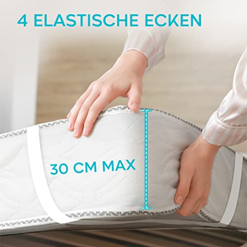 Matratzenschoner 140x200cm Wasserdicht Oeko-TEX Zertifiziert von Twinzen - Matratzenschoner 140 x200 Baumwolle Atmungsaktiv mit 4 Eckgummis