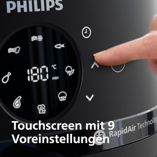 Philips Airfryer 2000 Serie – 13 Zubereitungsmöglichkeiten, 6,2 l, kompaktes Design mit Kochfenster, RapidAir-Technologie, Braten mit bis zu 90% weniger Fett, leicht zu reinigen (NA230/00)