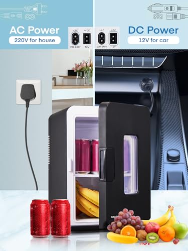 Mini Fridge 15L/21 Cans Mini Fridge for Bedrooms, Upgrade AC+12V DC Power Small Fridge for Bedroom, Car, Office, Travel | Max & ECO Mode, Thermoelectric Cooler and Warmer | for Skincare, Beauty, Drink