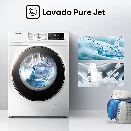 Hisense WDQA8014EVJM 60cm Freestanding 8 KG Front Load Washer Dryer - 1400 RPM - Pure Steam - PureJet - Pause and Add - Inverter Motor - White