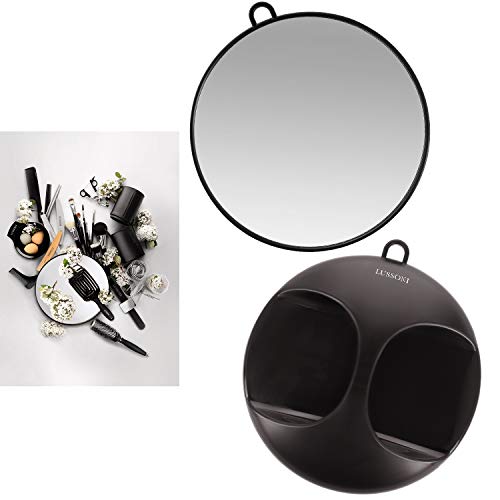 TB Tools for Beauty T4B LUSSONI Schwarz breiter, praktischer und professioneller Friseur-Handspiegel 28 cm für Salons, Friseure, Kosmetikerinnen, Damen Herren