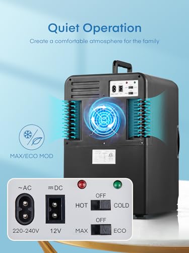 Mini Fridge 15L/21 Cans Mini Fridge for Bedrooms, Upgrade AC+12V DC Power Small Fridge for Bedroom, Car, Office, Travel | Max & ECO Mode, Thermoelectric Cooler and Warmer | for Skincare, Beauty, Drink