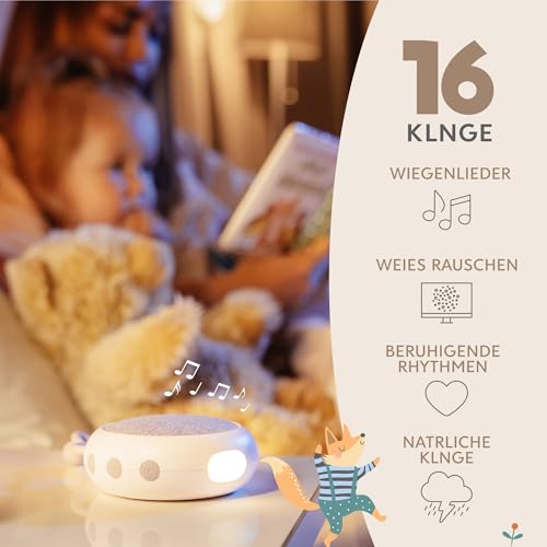 Sweety Fox White Noise Machine Baby - Weiß - Einschlafhilfe Babys, Wiegenlied Baby, Nachtlicht und Weißes Rauschen Baby, 15 Klänge, USB Aufladbar - Image 2