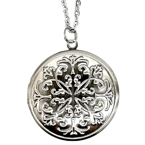 MadamLili - Foto Medaillon Amulett Halskette Aufklappbar - Altsilber Optik - Kette 70cm - Handgefertigt - Exklusive Schmuckbox