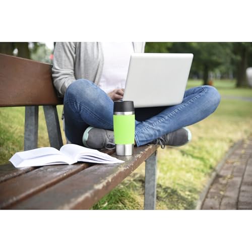 Emsa 513361 Travel Mug Classic Thermo-/Isolierbecher, Fassungsvermögen: 360 ml, hält 4h heiß/ 8h kalt, 100% dicht, auslaufsicher, Quick-Press-Verschluss, 360°-Trinköffnung, schwarz