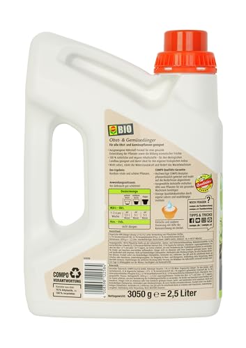 COMPO BIO Obst- und Gemüsedünger - Bio Flüssigdünger für Obst und Gemüse - Kalium Dünger - 2,5 Liter