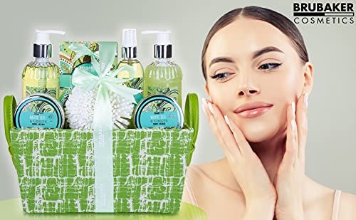 BRUBAKER Cosmetics Bade- und Dusch Set Weißer Tee und Ingwer Duft - 8-teiliges Geschenkset in Henkelbox