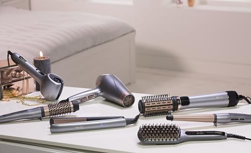Remington Warmluftbürste rotierend [automatisch] Keratin Protect (inkl.3 Aufsätze: 2 Rundbürsten+Haaransatz-Booster für mehr Volumen) + Haarklammern, Keramikbeschichtung mit Mandelöl, AS8811,Grau