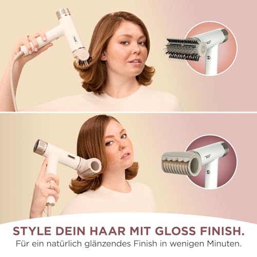 Shark SpeedStyle Haartrockner & RapidGloss Finisher mit Aufbewahrungstasche, 5 Styler, Für Alle Haartypen, Schnelltrocknend, Glättet Fliegende Haare, Keine Hitzeschäden, Ionisch, Seide, HD352EU
