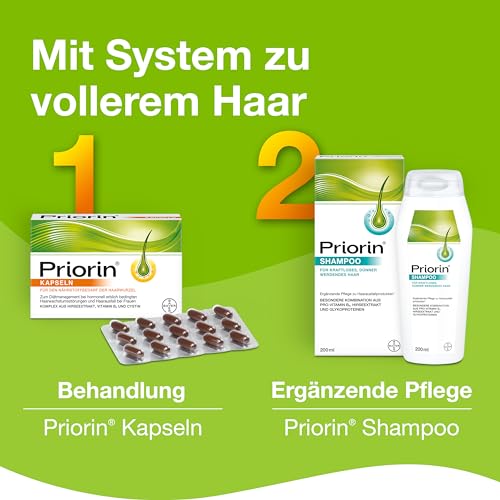 Priorin Kapseln - Haarkapseln mit Nährstoffen für die Haarwurzeln - bei hormonell erblich bedingtem Haarausfall und Haarwachstumsstörungen - 1 x 120 Kapseln