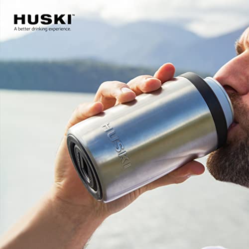 Huski Beer Cooler 2.0 | New | Premium Can and Bottle Holder | Triple Insulated Marine Grade Stainless Steel | Detachable 3-in-1 Opener | Works as a Tumbler | Best Gifts for Beer Lovers (Stainless)