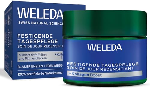 WELEDA Bio Festigende Tagespflege Blauer Enzian & Edelweiß - Naturkosmetik Natural Anti Aging Gesichtscreme/Feuchtigkeitscreme mindert tiefe Falten & reduziert Pigmentflecken (vegan, 40ml)