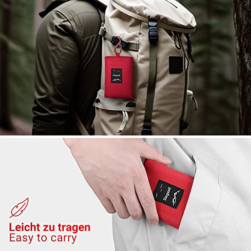 Siegvoll Picknickdecke mit praktischem Karabiner Ultraleicht ultradünne tragbare Stranddecke, Outdoor Decke für Strand, Picknick, Camping und Wandern 140 x 200 cm (Schwarz)