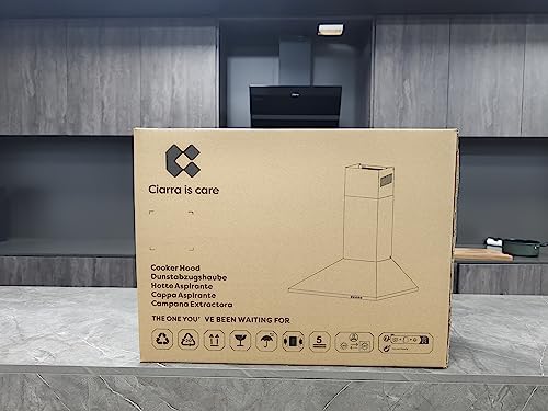 CIARRA Cooker Hoods 60cm CBCS6201 Stainless Steel Chimney vent Hood 600mm with Carbon Filters Recirculating Ducting Wall Mounted Kitchen Ventilation Extractor Fan