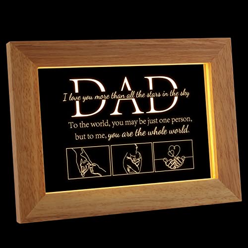 PRSTENLY Dad Birthday Gifts from Daughter Son, Dad Father's Day Christmas Gifts for Men Night Light Frame with Grateful Sayings Gifts for Daddy Dad Gifts for Birthday Fathers Day Presents