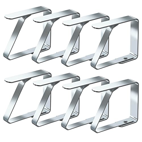 Blooven 8 Stück Tischtuchklammern Edelstahl, Tischdeckenklammer Tischabdeckungsklemmen Tischdecke Clips Tischtuch Clips - Silber, Für Tische mit max. Plattenstärke von 3 cm (4 cm x 8 PCS)