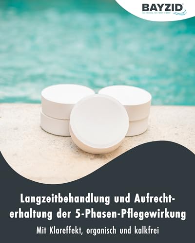 BAYZID Chlor Multitabs 5 in 1-200g Chlortabletten für Pool - 5kg - 5-Phasen Pflege & Reinigung - Made in Europe - Für kristallklares Poolwasser