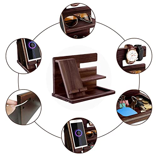 Gifts for Men Bedside Organiser Fathers Day for Dad Wood Phone Docking Station Dad Birthday Gifts for Him Key Holder Wallet Watch Stand Mens Gifts for Birthday Presents for Dad Husband Boyfriend