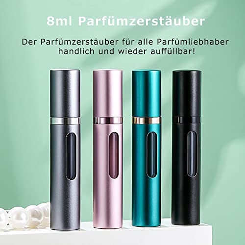 Travelofo Parfümzerstäuber Nachfüllbar, Leer Reise Parfüm Zerstäuber Mini Portable Sprühflasche mit Fenster für Unterwegs, 8ml (Schwarz & Grau)