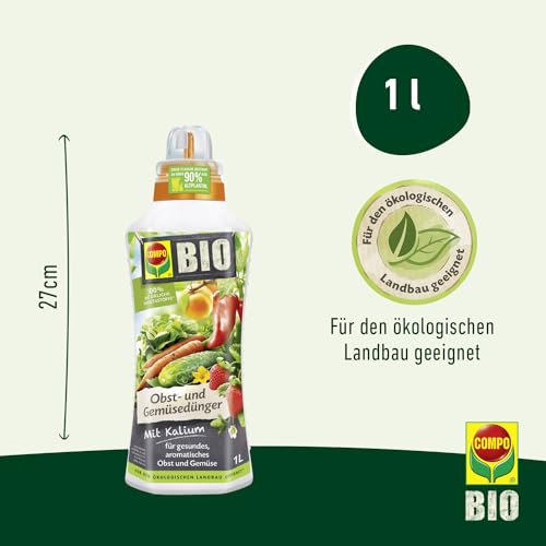 COMPO BIO Obst- und Gemüsedünger – für alle Obst- und Gemüsesorten – natürlicher Spezial-Flüssigdünger – 1 Liter