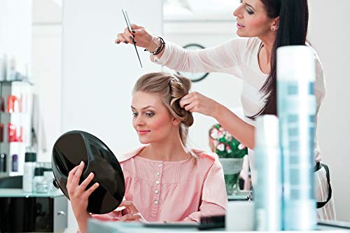TB Tools for Beauty T4B LUSSONI Schwarz breiter, praktischer und professioneller Friseur-Handspiegel 28 cm für Salons, Friseure, Kosmetikerinnen, Damen Herren