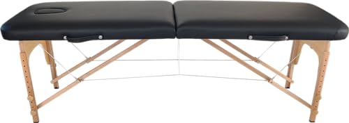 Beltom® Mobile Massagetisch Massageliege 2 zonen Basic 185 x 60 cm. - Licht 11,8 kg - massagebed massageleuning Massagebank 2 Zones klappbar Kosmetikliege - Schwarz