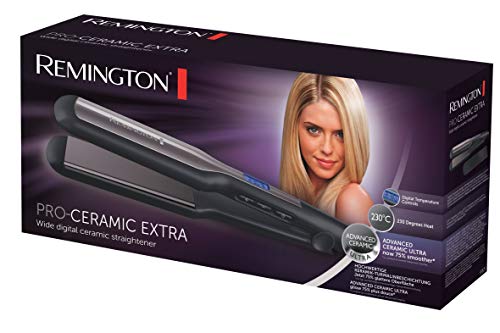 Remington Glätteisen breit Pro-Ceramic Extra (extra breite 45mm Stylingplatten -speziell für dickes, krauses, lockiges und sehr langes Haar) LCD-Display, 150-230°C, Haarglätter S5525