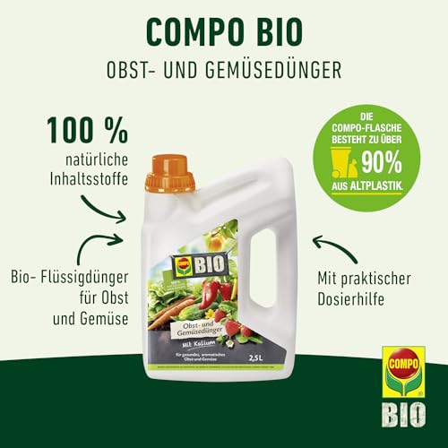 COMPO BIO Obst- und Gemüsedünger - Bio Flüssigdünger für Obst und Gemüse - Kalium Dünger - 2,5 Liter