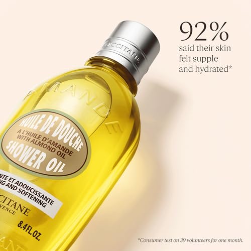L'OCCITANE Almond Shower Oil 250ml, Hydrating & Nourishing Body Wash, Vegan & 99% Biodegradable, Luxurious Moisturizing Cleanser for Soft, Smooth Skin, Ideal for Dry & Sensitive Skin
