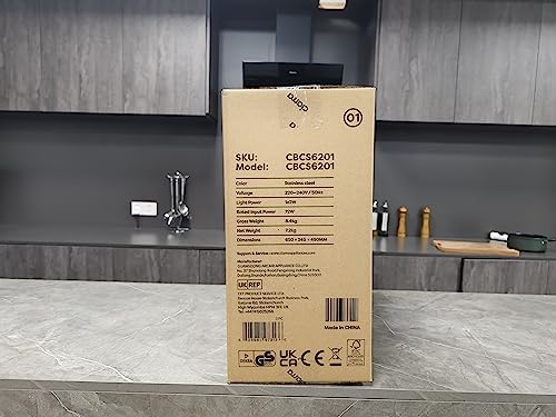CIARRA Cooker Hoods 60cm CBCS6201 Stainless Steel Chimney vent Hood 600mm with Carbon Filters Recirculating Ducting Wall Mounted Kitchen Ventilation Extractor Fan