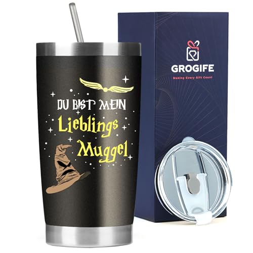 Harry Potter Geschenk, Du bist mein Lieblings Muggel, Potter Fanartikel für Frauen Männer Partner, Thermosflasche 500ml
