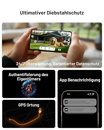 MAMMOTION YUKA Mini 500 Mähroboter ohne Begrenzungskabel, NetRTK+Vision, Keine RTK-Antenne erforderlich, Auto-Kartierung, Empf. 500m², mit 4G-Modul, 50% Steigung