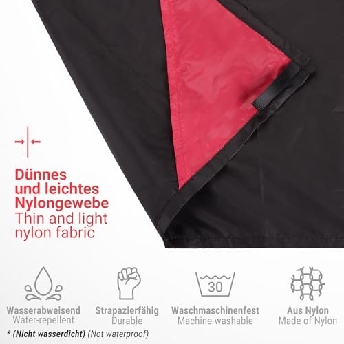 Siegvoll Picknickdecke mit praktischem Karabiner Ultraleicht ultradünne tragbare Stranddecke, Outdoor Decke für Strand, Picknick, Camping und Wandern 140 x 200 cm (Schwarz)