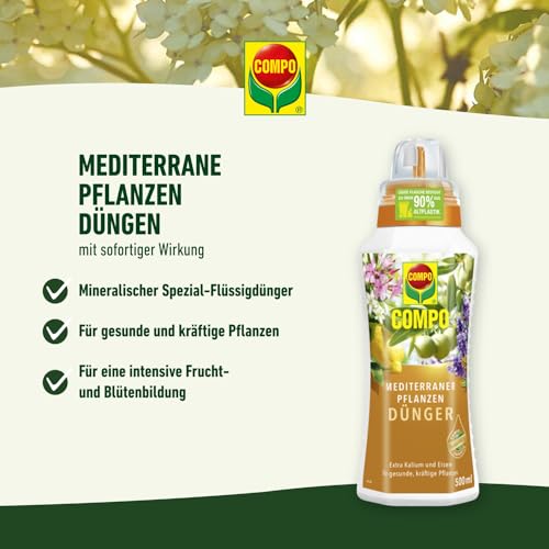 COMPO Mediterraner Pflanzendünger – Spezial-Flüssigdünger für mediterrane Pflanzen – 500 ml