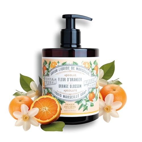 Panier des Sens – Marseiller Flüssigseife Orangenblüte – Feuchtigkeitsspendende Handseife mit Olivenöl – Sanft zur Haut – 96% natürliche Inhaltsstoffe – Nachfüllbare Verpackung – 500 ml