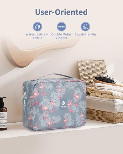 Kulturtasche Damen - Kulturtasche Zum Aufhängen, Kulturbeutel für Damen & Herren Kosmetiktasche - Waschtasche (Flamingo)