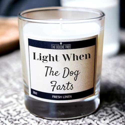 Light When The Dog F@rts Scented Candle - Includes Gift Box - Funny Gift Ideas - Christmas - Birthday Gift - Gifts For Mum - Gifts For Dad - For Men & Women, Friends