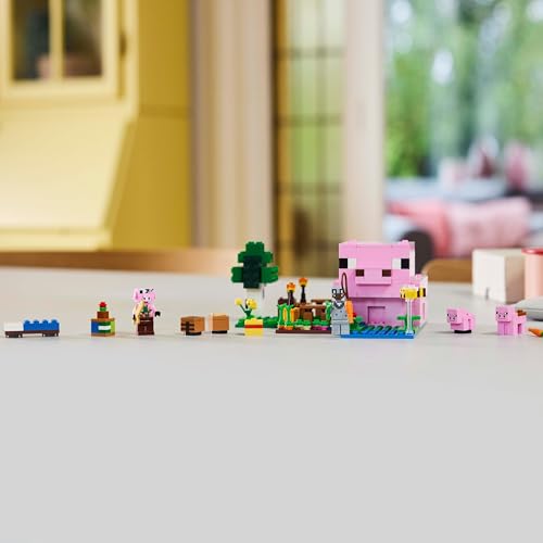 LEGO Minecraft The Baby Pig House Building Toy - Farm Animal Set Includes a Forest Biome, Hero Figure and Mobs, Gift for 7+ Year Old Girls & Boys 21268