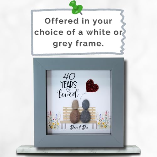 Personalised Ruby (40th) Wedding Anniversary Picture Frame, Handmade Pebble Art Gift, Unique and Meaningful 40th Anniversary Gift for Couple, Ruby Wedding Anniversary Keepsake
