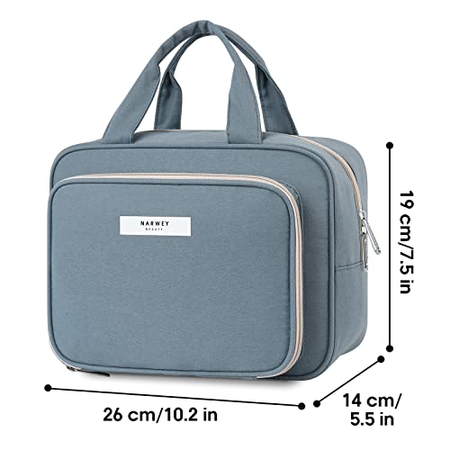 Kulturtasche Damen Gross kulturbeutel Kosmetiktasche Damen Groß Waschtasche Make up Tasche für Herren & Volle Größe (Graublau)