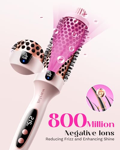 Wavytalk Thermobürste, Thermal Brush Blowout Boost Ionische Lockenbürste, Macht Haar Glatt und Glänzend, 5 Temperaturstufen, Haar schonend, 38mm Fass, Doppelspannung, Eurostecker, Sakura Rosa